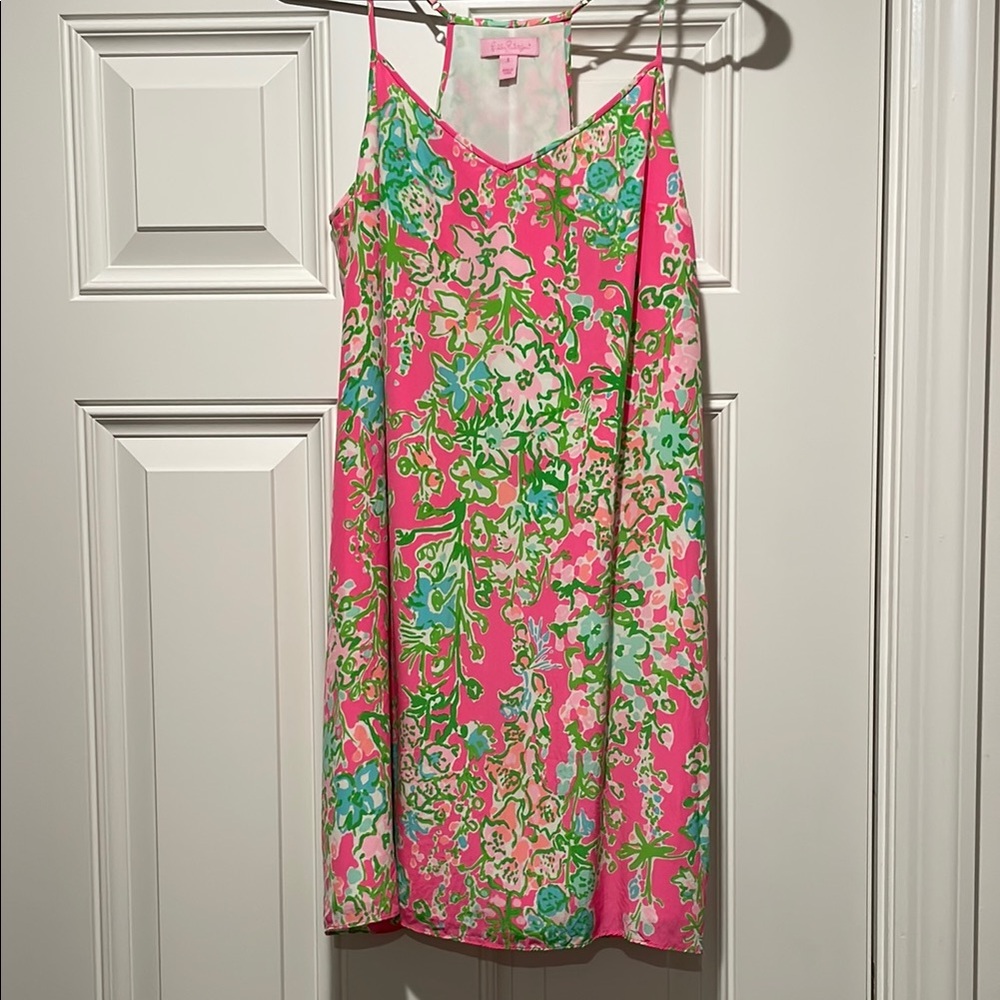 Lilly Pulitzer Pink and Green Cami Slip Dress. Size small. Excellent condition.